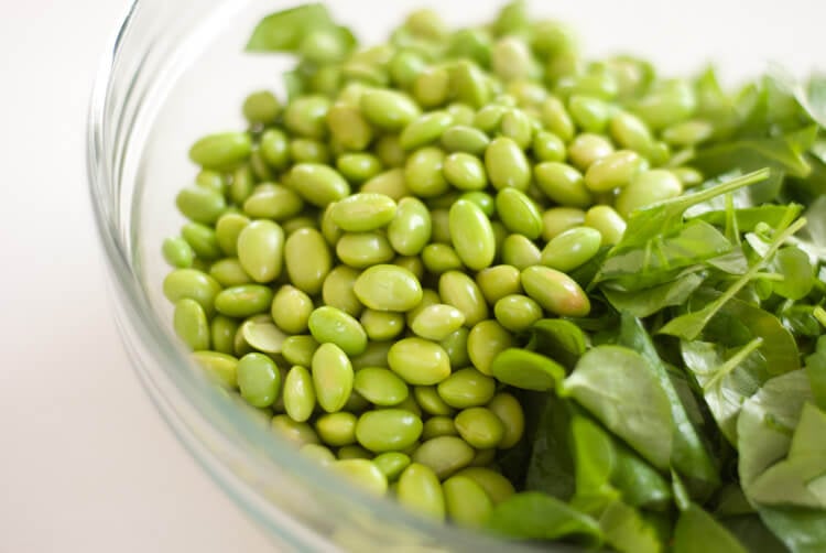 edamame and watercress