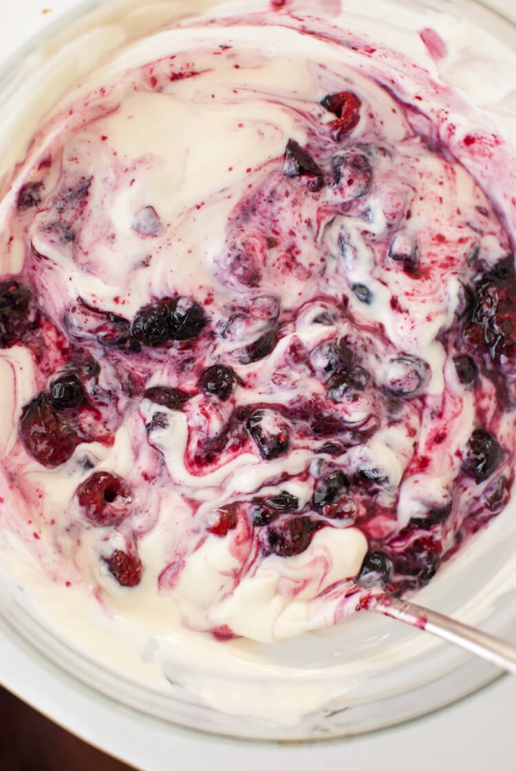 roasted berries and honey yogurt