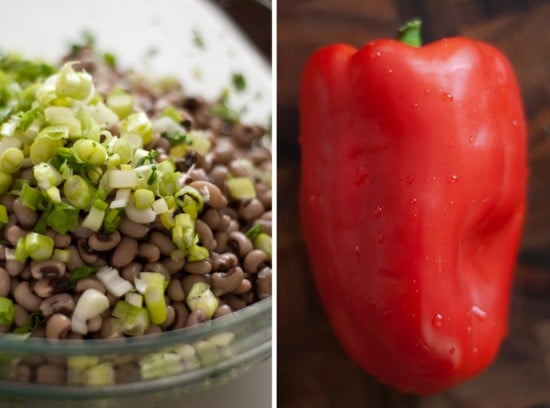 green onions and red bell pepper green onions and red bell pepper