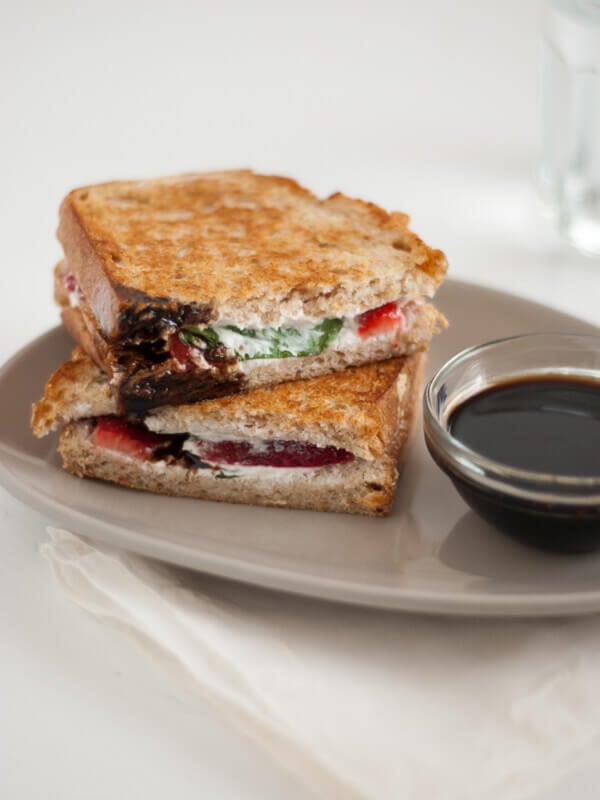 strawberry, basil and goat cheese panini