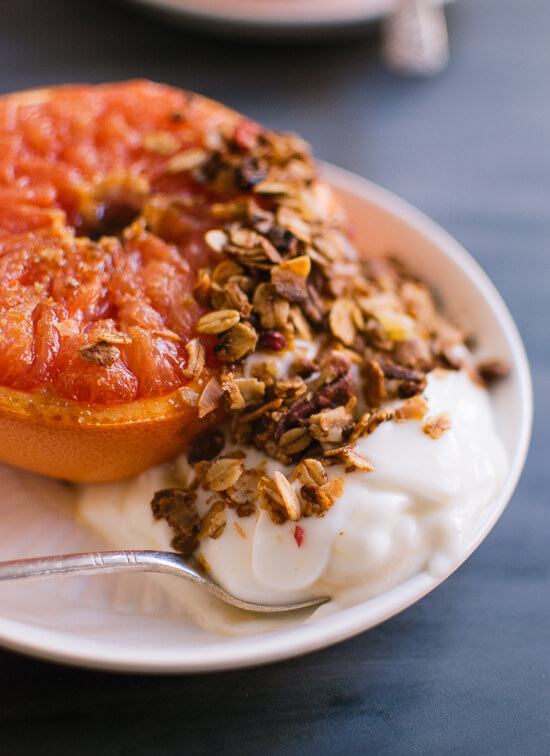 Broiled Grapefruit with Granola and Honey Yogurt