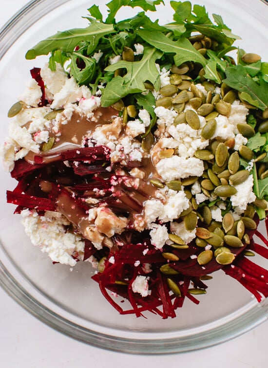 Beet, arugula and feta salad with balsamic dressing - cookieandkate.com