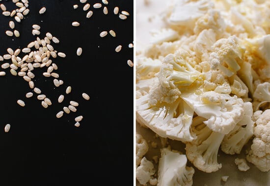 brown arborio rice and cauliflower