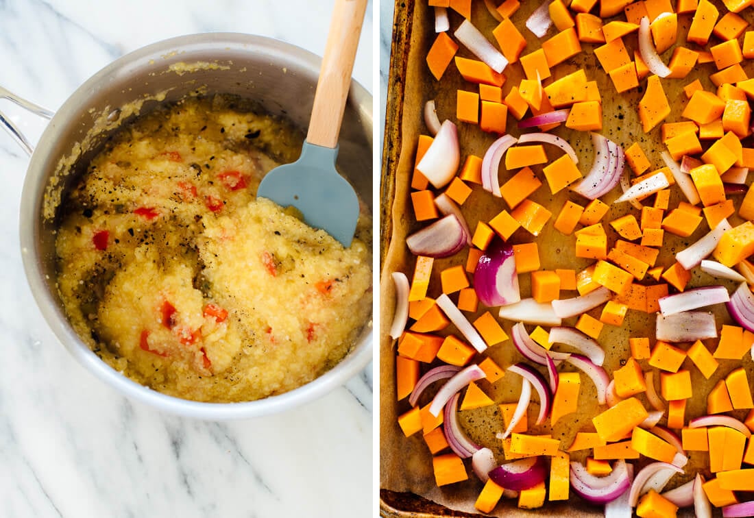 grits and vegetables