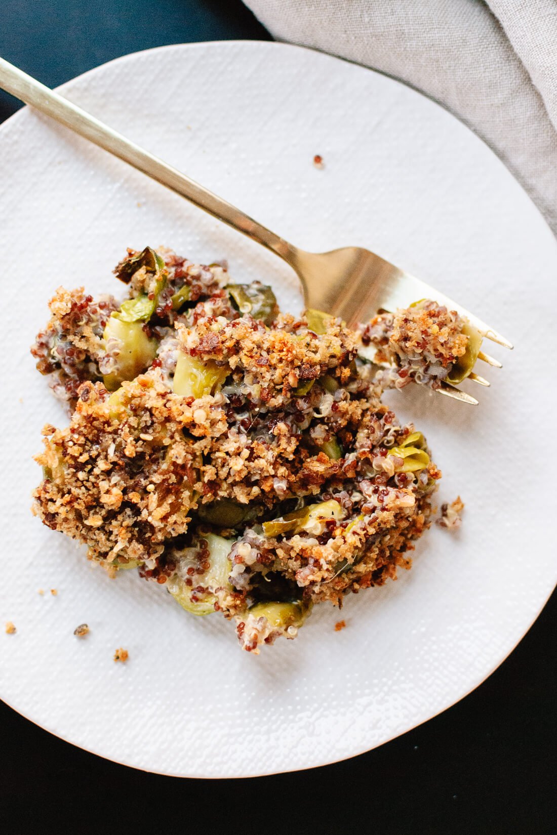 Creamy Brussels sprout quinoa gratin recipe