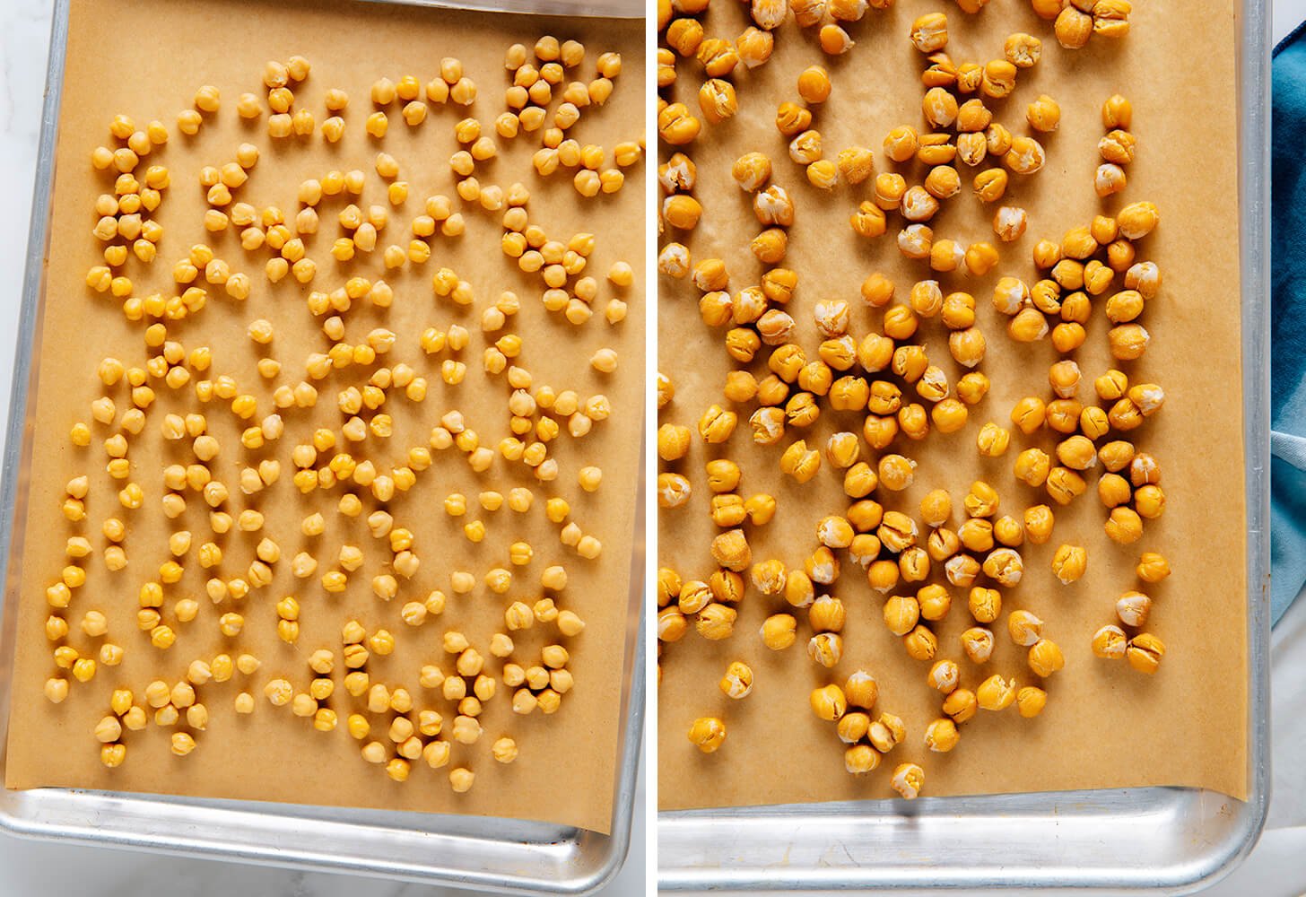 chickpeas before and after baking