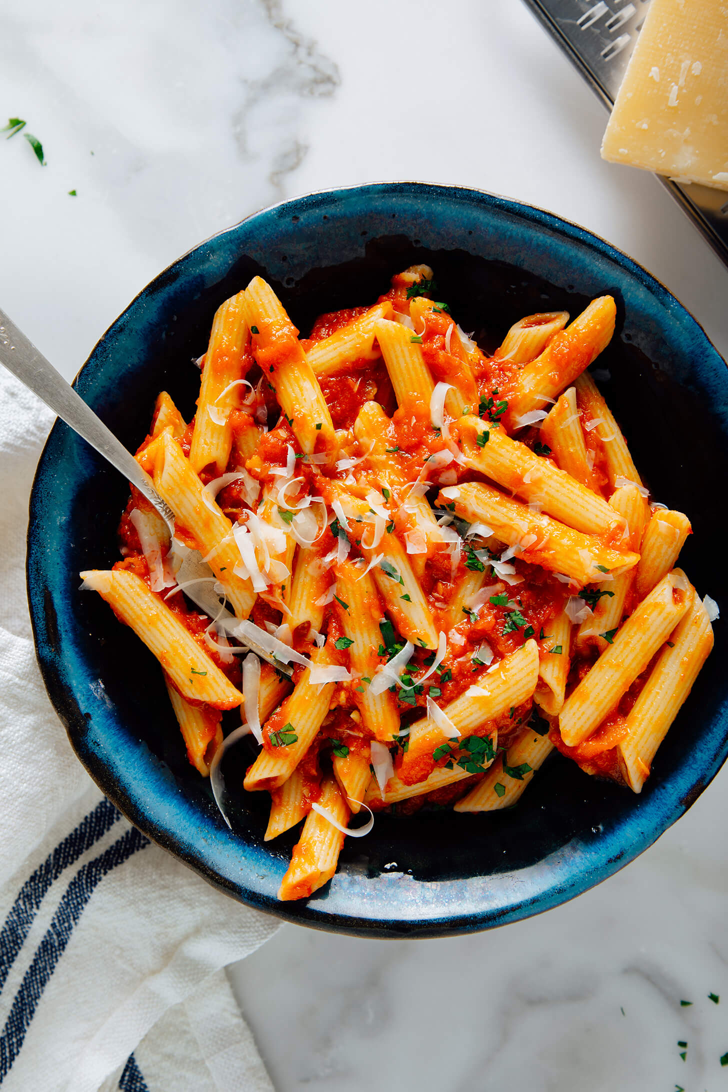 arrabbiata sauce on penne